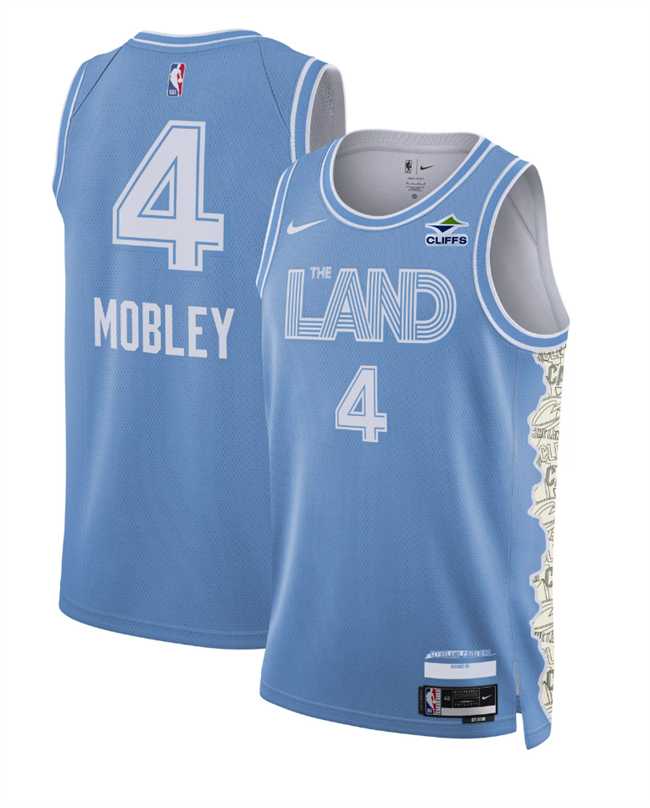 Mens Cleveland Cavaliers #4 Evan Mobley Light Blue 2024-25 City Edition Stitched Jersey Dzhi->cleveland cavaliers->NBA Jersey